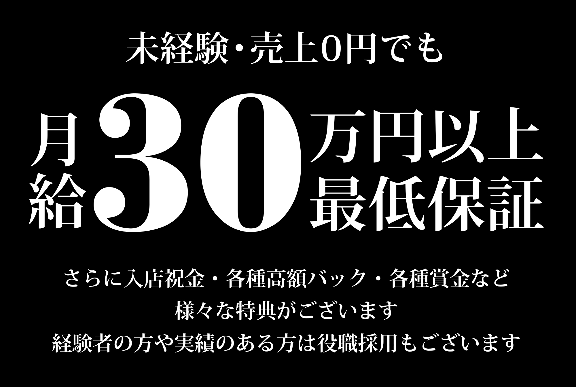 月給30万円以上最低保証